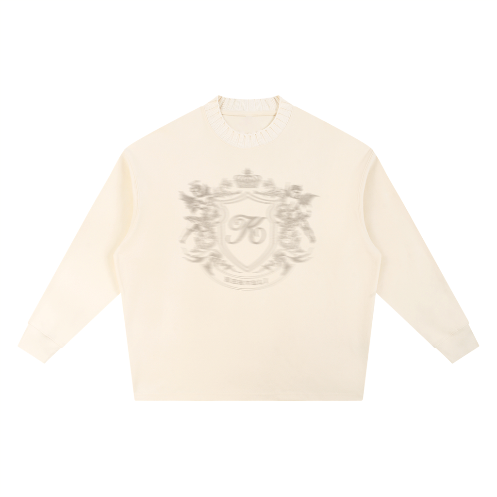 Blurred Crest Knit Collar Long-Sleeve