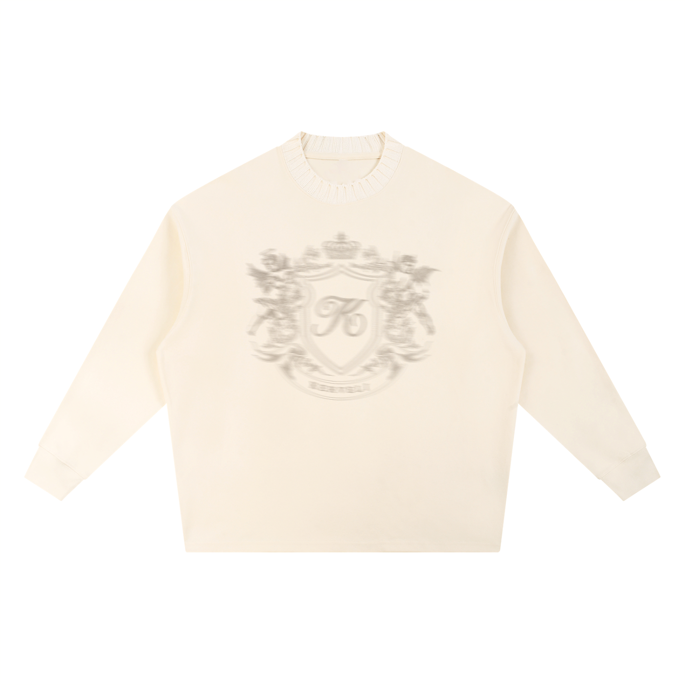 Blurred Crest Knit Collar Long-Sleeve