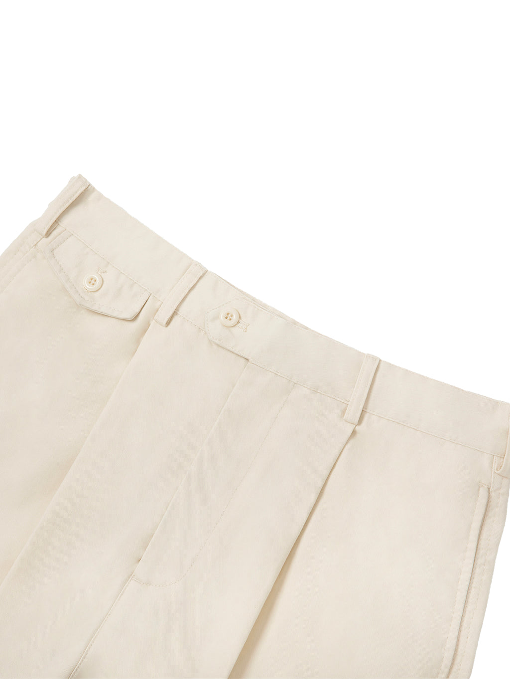 Kerveli Studios pleated straight leg trousers waistline front view